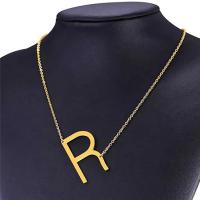 Stainless Steel Jewelry Necklace, 304 Stainless Steel, Alphabet Letter, Vacuum Ion Plating, fashion jewelry & letters are from A to Z & for woman, golden Approx 50 cm 