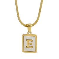 Stainless Steel Jewelry Necklace, 304 Stainless Steel, with Shell, with 5cm extender chain, Rectangle, Vacuum Ion Plating, fashion jewelry & letters are from A to Z & for woman, golden cm 