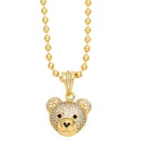 Cubic Zircon Micro Pave Brass Necklace, with Gemstone, with 5cm extender chain, Bear, plated, fashion jewelry & micro pave cubic zirconia cm [