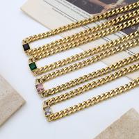 Zirkonia Edelstahl Halskette, 304 Edelstahl, mit kubischer Zirkonia, mit Verlängerungskettchen von 5cm, plattiert, Modeschmuck & für Frau, keine, Länge:ca. 38 cm, verkauft von PC