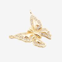 Cubic Zirconia Micro Pave Brass Connector, Butterfly, high quality plated, DIY & micro pave cubic zirconia, gold Approx 1.5mm 