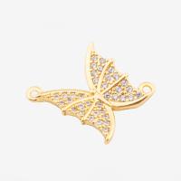 Cubic Zirconia Micro Pave Brass Connector, Butterfly, high quality plated, DIY & micro pave cubic zirconia, gold Approx 1mm 