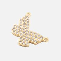 Cubic Zirconia Micro Pave Brass Connector, Butterfly, high quality plated, DIY & micro pave cubic zirconia, gold Approx 1mm 
