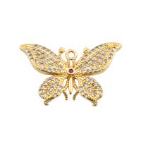 Cubic Zirconia Micro Pave Brass Pendant, Butterfly, high quality plated, DIY & micro pave cubic zirconia, gold Approx 2mm [