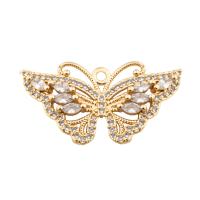 Cubic Zirconia Micro Pave Brass Pendant, Butterfly, high quality plated, DIY & micro pave cubic zirconia, gold Approx 2mm [