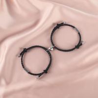 alliage de zinc Bracelet de couples, avec Aimant & Cordon PU, bijoux de mode, plus de couleurs à choisir, 3mm,14cm,26cm, Vendu par paire