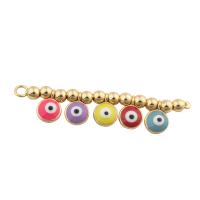 Evil Eye Jewelry Connector, Brass, gold color plated, fashion jewelry & DIY & evil eye pattern & enamel, multi-colored Approx 1mm 