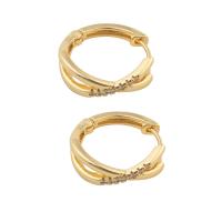 Cubic Zirconia Micro Pave Brass Earring, gold color plated, fashion jewelry & micro pave cubic zirconia & for woman, golden [