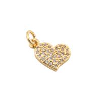 Cubic Zirconia Micro Pave Brass Pendant, Heart, gold color plated, fashion jewelry & DIY & micro pave cubic zirconia, golden Approx 2mm [