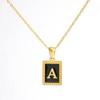 Stainless Steel Jewelry Necklace, 304 Stainless Steel, Alphabet Letter, Vacuum Ion Plating, fashion jewelry & letters are from A to Z & for woman & enamel, golden cm 