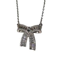 Ожерелье ручной латунные, Латунь, с 5cm наполнитель цепи, Бантик, Платиновое покрытие платиновым цвет, ювелирные изделия моды & Женский, длина:40 см, продается PC