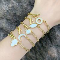 Freshwater Shell Bracelet, Brass, with Shell, plated, fashion jewelry .5 cm 
