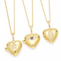 Cubic Zircon Micro Pave Brass Necklace, with 5cm extender chain, Heart, plated, fashion jewelry & micro pave cubic zirconia, golden cm [