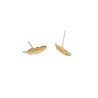 Sterling Silver Stud Earring, 925 Sterling Silver, Feather, plated, for woman [