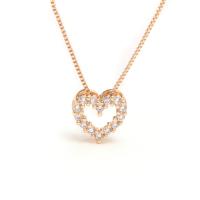 Cubic Zircon Micro Pave Brass Necklace, with 1.9lnch extender chain, Heart, plated & micro pave cubic zirconia & for woman, gold Approx 17.7 Inch [