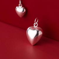 Sterling Silver Heart Pendants, 925 Sterling Silver, plated, DIY silver color 