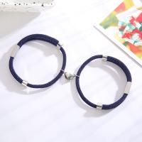 Polyester Couple Bracelet, with 304 Stainless Steel & Zinc Alloy, fashion jewelry 14cm,26cm,4mm 