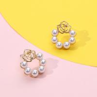 Pendiente de aleación de cinc con perlas plásticas, aleación de zinc, con Perlas de plástico ABS, Joyería & para mujer, Vendido por Par