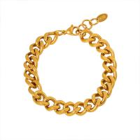 Titanium Steel Bracelet & Bangle, with 1.2inch extender chain, gold color plated, fashion jewelry & for woman Approx 5.9 Inch 