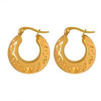 Titanium Steel Earrings, gold color plated, fashion jewelry & for woman 