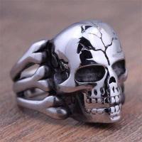 Zinc Alloy Finger Ring, Skull, silver color plated, fashion jewelry & for man 