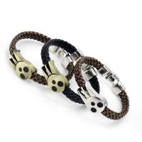 PU Leather Cord Bracelets, Zinc Alloy, with leather cord, plated, fashion jewelry & Unisex Approx 22 cm [