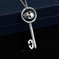 цинковый сплав Ожерелье, Ключ, плакирован серебром, Хэллоуин дизайн & ювелирные изделия моды & Мужская длина:Приблизительно 45 см, продается PC