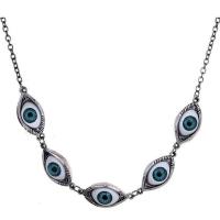 Evil collar de la joyería de los ojos, aleación de zinc, chapado en color de plata, unisexo, longitud:aproximado 45 cm, Vendido por UD