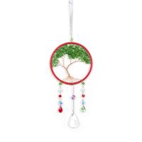 Hängende Ornamente, Eisen, mit Glasperlen & Lederband & Kristall, handgemacht, für Zuhause und Büro & Weihnachts-Design, 400x130mm, verkauft von PC