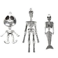 Zinc Alloy Pendant, silver color plated, Halloween Design & without cord & DIY 