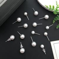 Plastic Stud Earring, Plastic Pearl, with Silicone, fashion jewelry & for woman, white, Approx 