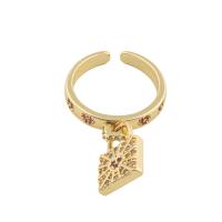 Cubic Zirconia Micro Pave Brass Finger Ring, gold color plated, fashion jewelry & micro pave cubic zirconia & for woman, golden, 34*20*2mm 