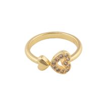 Zircon pavent l'anneau en laiton de doigt, Placage de couleur d'or, bijoux de mode & pavé de micro zircon & pour femme, doré, 21*9*3mm, Vendu par PC[