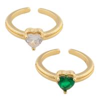 Zircon pavent l'anneau en laiton de doigt, Placage de couleur d'or, bijoux de mode & pavé de micro zircon & pour femme, plus de couleurs à choisir, 23*12*5mm, Vendu par PC[