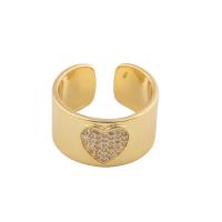 Zircon pavent l'anneau en laiton de doigt, Placage de couleur d'or, bijoux de mode & pavé de micro zircon & pour femme, doré, 20*11*2mm, Vendu par PC[