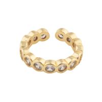 Zircon pavent l'anneau en laiton de doigt, Placage de couleur d'or, bijoux de mode & pavé de micro zircon & pour femme, doré, 23*5*3mm, Vendu par PC[
