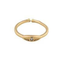 Zircon pavent l'anneau en laiton de doigt, Placage de couleur d'or, bijoux de mode & pavé de micro zircon & pour femme, doré, 20*3*2mm, Vendu par PC[