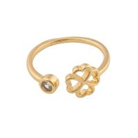 Zircon pavent l'anneau en laiton de doigt, Placage de couleur d'or, bijoux de mode & pavé de micro zircon & pour femme, doré, 20*8*2mm, Vendu par PC[