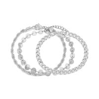Stainless Steel Chain Bracelets, 316L Stainless Steel, with 3cm extender chain, Vacuum Ion Plating, three layers & fashion jewelry & for woman nickel, lead & cadmium free, 4mm Approx 15 cm, Approx 18 cm 