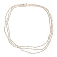 Пресноводные перлы ожерелье цепи свитера, Пресноводные жемчуги, с Латунь, плакирован золотом, ювелирные изделия моды & Женский, белый, длина:Приблизительно 132 см, продается PC