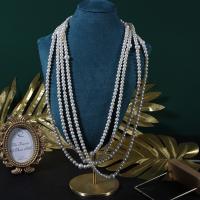 Collier en perles d'eau douce Pull, perle d'eau douce cultivée, Rond, Vintage & bijoux de mode & multicouche & pour femme, blanc, 5-6mm,7-8mm Environ 250 cm, Vendu par PC[