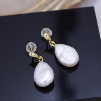 Freshwater Pearl Drop Earring, Teardrop, gold color plated, fashion jewelry & for woman, white, 10-11x15-16mm 