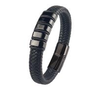 PU Leather Cord Bracelets, 304 Stainless Steel, with leather cord, fashion jewelry & Unisex Approx 8.46 Inch 