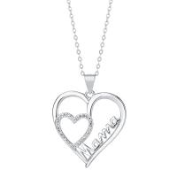 Cubic Zircon Micro Pave Sterling Silver Necklace, 925 Sterling Silver, with 1.18inch extender chain, Heart, fashion jewelry & micro pave cubic zirconia & for woman Approx 16.53 Inch [
