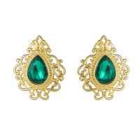 Zinc Alloy Rhinestone Stud Earring, plated, fashion jewelry & for woman 