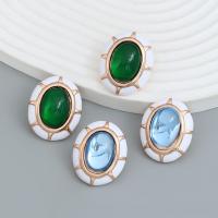 Resin Zinc Alloy Earring, with Resin, fashion jewelry & for woman & enamel [