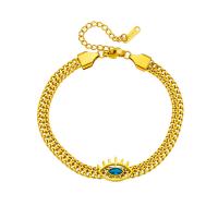 Titanium Steel Bracelet & Bangle, with 1.97inch extender chain, plated, fashion jewelry & for woman & with rhinestone, golden Approx 6.69 Inch 