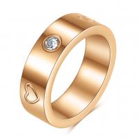 チタン鋼の指環, チタン鋼, メッキ, ファッションジュエリー & 異なるサイズの選択 & 女性用 & ライン石のある, 無色, 売り手 パソコン
