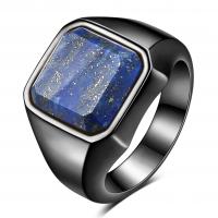 Titanium Steel Finger Ring, with Lapis Lazuli, plated, for man 22mm 