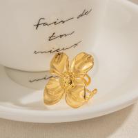 Edelstahl Fingerring, 304 Edelstahl, Blume, plattiert, Modeschmuck, goldfarben, 40.5mm, Innendurchmesser:ca. 17.6mm, verkauft von PC